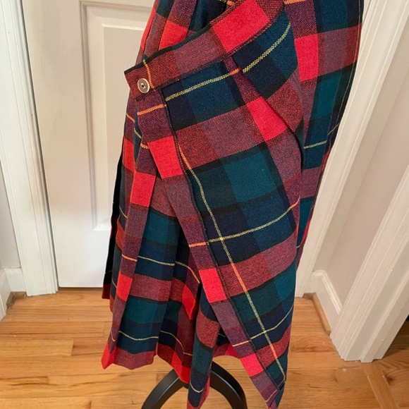Vintage 1970’s Ann Steven’s NY Wrap Tartan Red Plaid Wool Skirt - Picture 7 of 9
